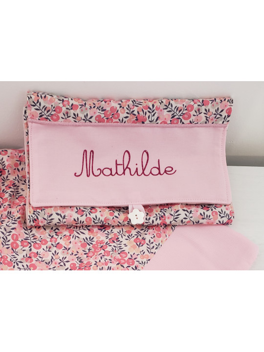 Pochette liberty Wiltshire pois de senteur pour range barrettes personnalisée prénom