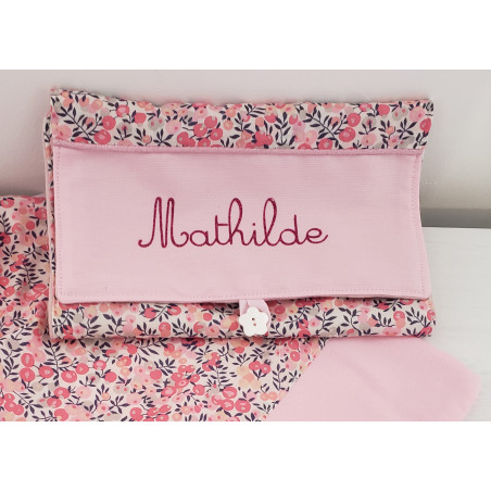 Pochette liberty Wiltshire pois de senteur pour range barrettes personnalisée prénom