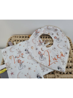 Bavoir bandana mixte personnalisé en coton petits animaux