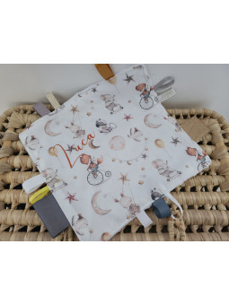 Doudou étiquettes mixte avec petits animaux, personnalisé tout doux