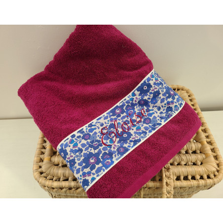 Drap de douche 70x140 éponge et liberty personnalisé