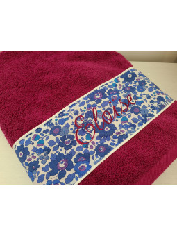 Drap de douche 70x140 éponge et liberty personnalisé