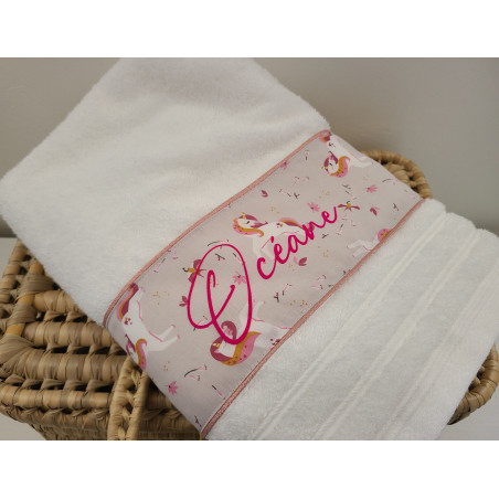 Drap de douche 70x140 éponge et coton licorne personnalisé