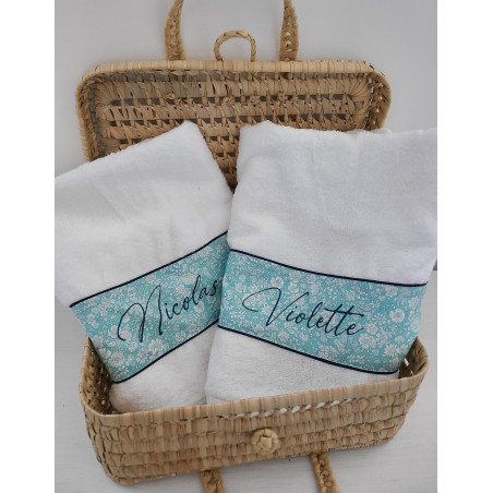 de Drap de douche 70x140 éponge et liberty personnalisé