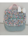 Sac à dos maternelle / crèche velours et liberty Betsy porcelaine personnalisé