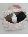 Vanity trousse de toilette personnalisable en coton floral matelassé