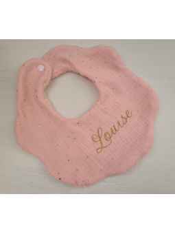 Bavoir fleur en double gaze / éponge personnalisé