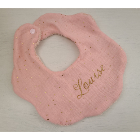 Bavoir fleur en double gaze / éponge personnalisé