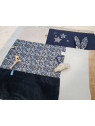 Tapis d'éveil ou de parc plusieurs textures, tons de bleu, gris, marine et liberty Wiltshire