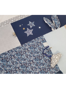 Tapis d'éveil ou de parc plusieurs textures, tons de bleu, gris, marine et liberty Wiltshire