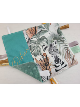 Doudou étiquettes thème jungle, personnalisé tout doux