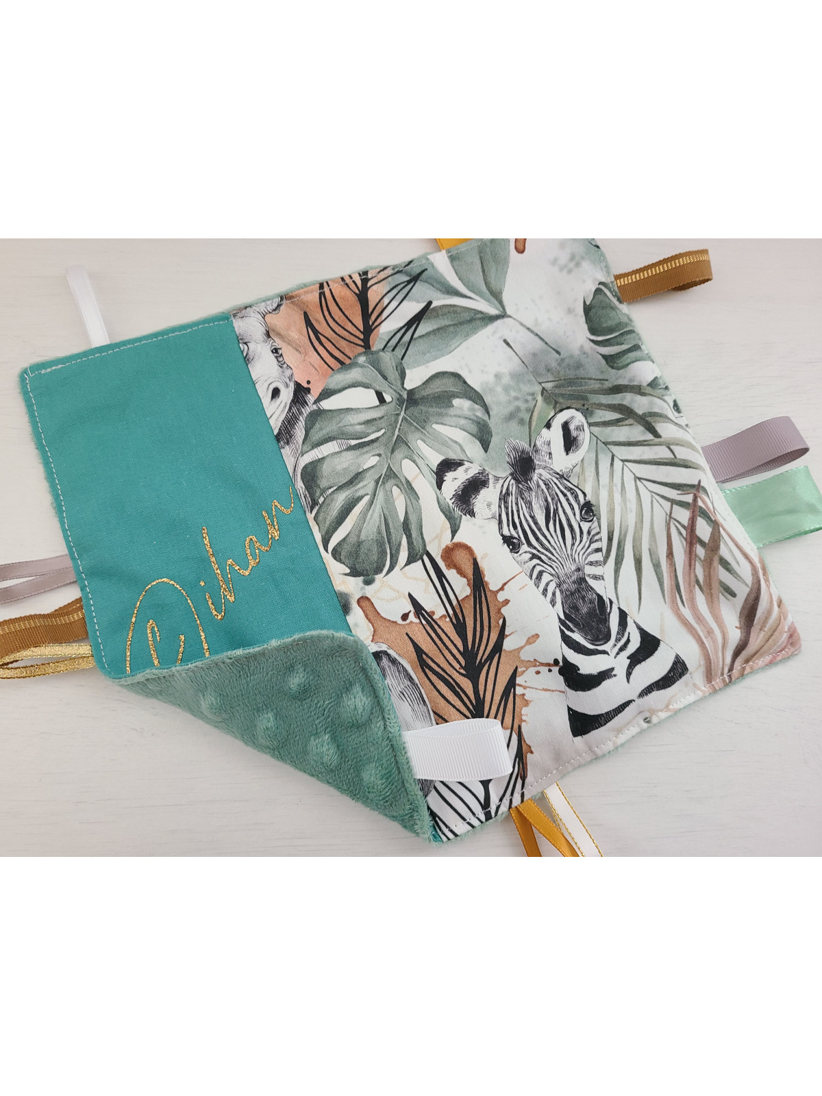 Doudou étiquettes thème jungle, personnalisé tout doux