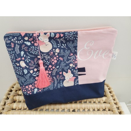Trousse de toilette personnalisée prénom avec petits renards