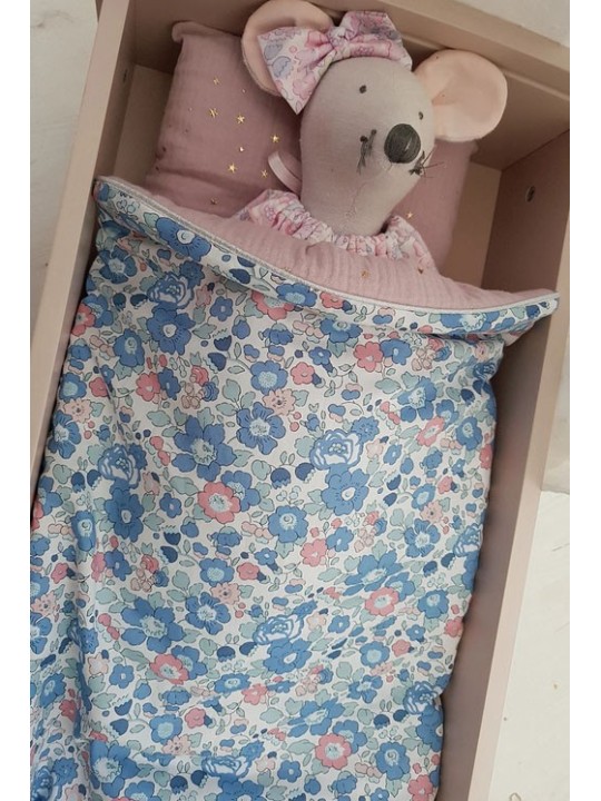 Parure pour lit de poupée en liberty Betsy asagao