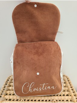 Sac à dos maternelle / crèche velours et coton savane personnalisé