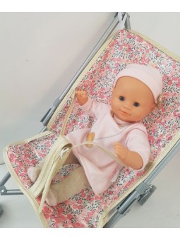 Poussette canne en liberty enduit wiltshire pois de senteur pour poupée