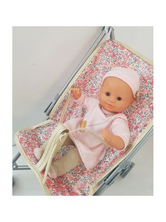 Poussette canne en liberty enduit wiltshire pois de senteur pour poupée