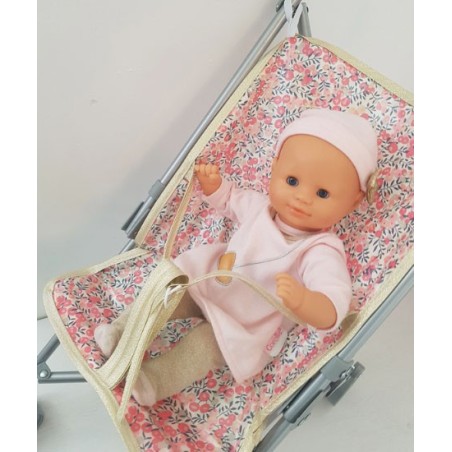 Poussette canne en liberty enduit wiltshire pois de senteur pour poupée