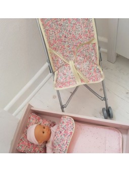Poussette canne en liberty enduit wiltshire pois de senteur pour poupée