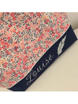 Trousse de toilette personnalisée prénom liberty Wiltshire pois de senteur (naissance, baptême, anniversaire...)