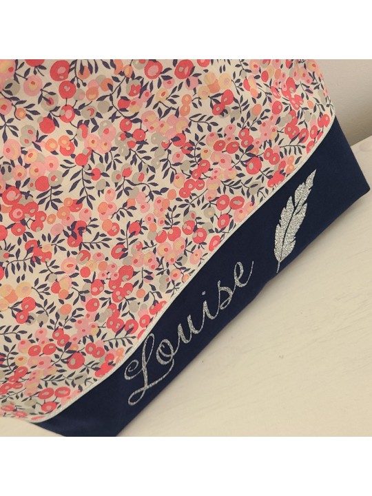 Trousse de toilette personnalisée prénom liberty Wiltshire pois de senteur (naissance, baptême, anniversaire...)