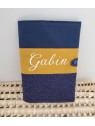 Protège-carnet de sante personnalisé marine et moutarde (cadeau naissance ...)