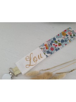 Attache tétine liberty Betsy porcelaine personnalisée