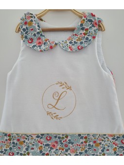 Gigoteuse hiver liberty Betsy porcelaine avec col claudine personnalisée