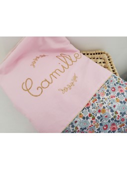 Couverture extra douce liberty Betsy porcelaine personnalisée (cadeau naissance, baptême...)
