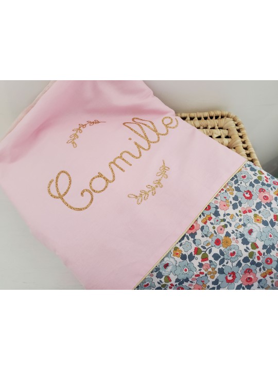 Couverture extra douce liberty Betsy porcelaine personnalisée (cadeau naissance, baptême...)
