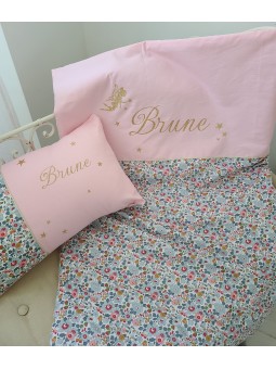 Couverture extra douce liberty Betsy porcelaine personnalisée (cadeau naissance, baptême...)