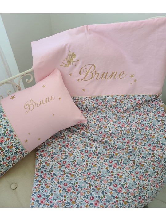 Couverture extra douce liberty Betsy porcelaine personnalisée (cadeau naissance, baptême...)