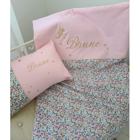 Couverture extra douce liberty Betsy porcelaine personnalisée (cadeau naissance, baptême...)