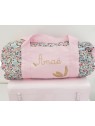 Sac bowling en liberty Betsy porcelaine, personnalisé (cadeau baptême, communion, naissance)