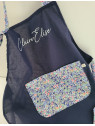 Tablier enfant personnalisé en coton marine et liberty Wiltshire fluo (choix de tailles)