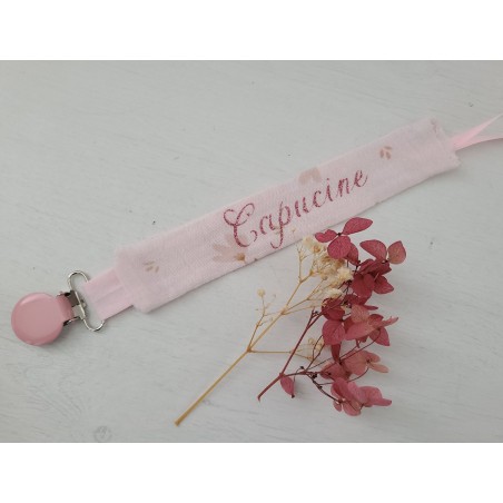 Attache tétine double gaze de coton bio personnalisée