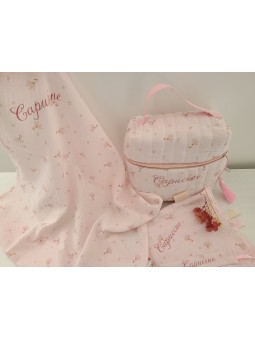 Vanity trousse de toilette personnalisable en double gaze de coton bio matelassé