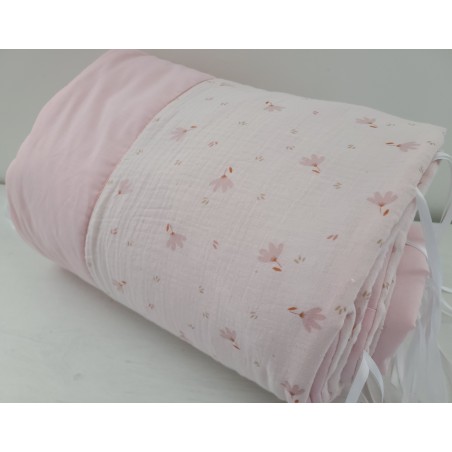 Tour de lit en double gaze de coton bio rose