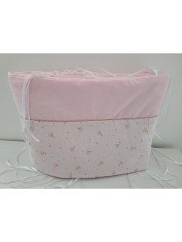 Tour de lit en double gaze de coton bio rose