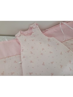 Tour de lit en double gaze de coton bio rose