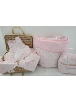 Tour de lit en double gaze de coton bio rose