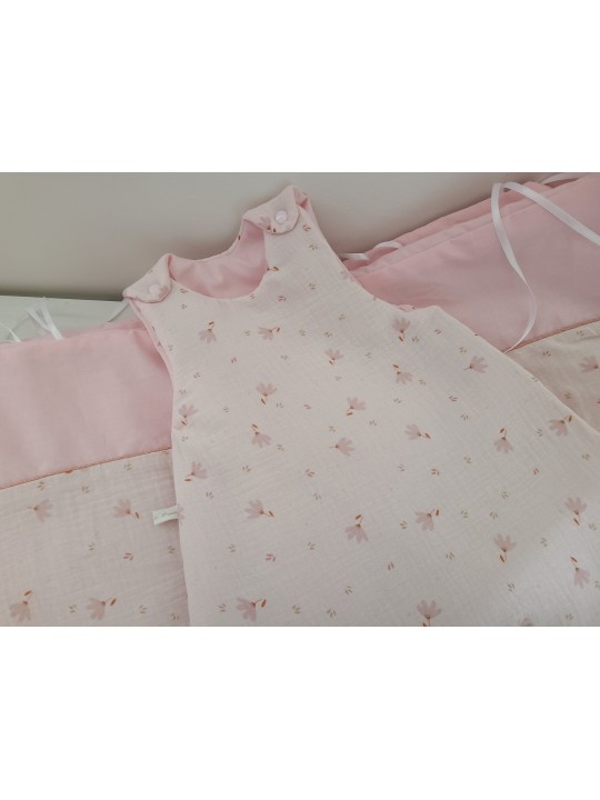 Gigoteuse hiver en double gaze de coton bio rose