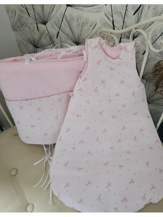 Gigoteuse hiver en double gaze de coton bio rose