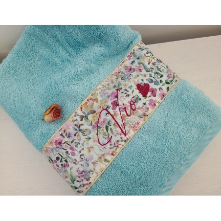 Drap de douche 70x140 éponge et liberty Felda personnalisé