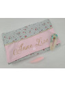 Pochette range barrettes et chouchous en vichy fleuri personnalisable