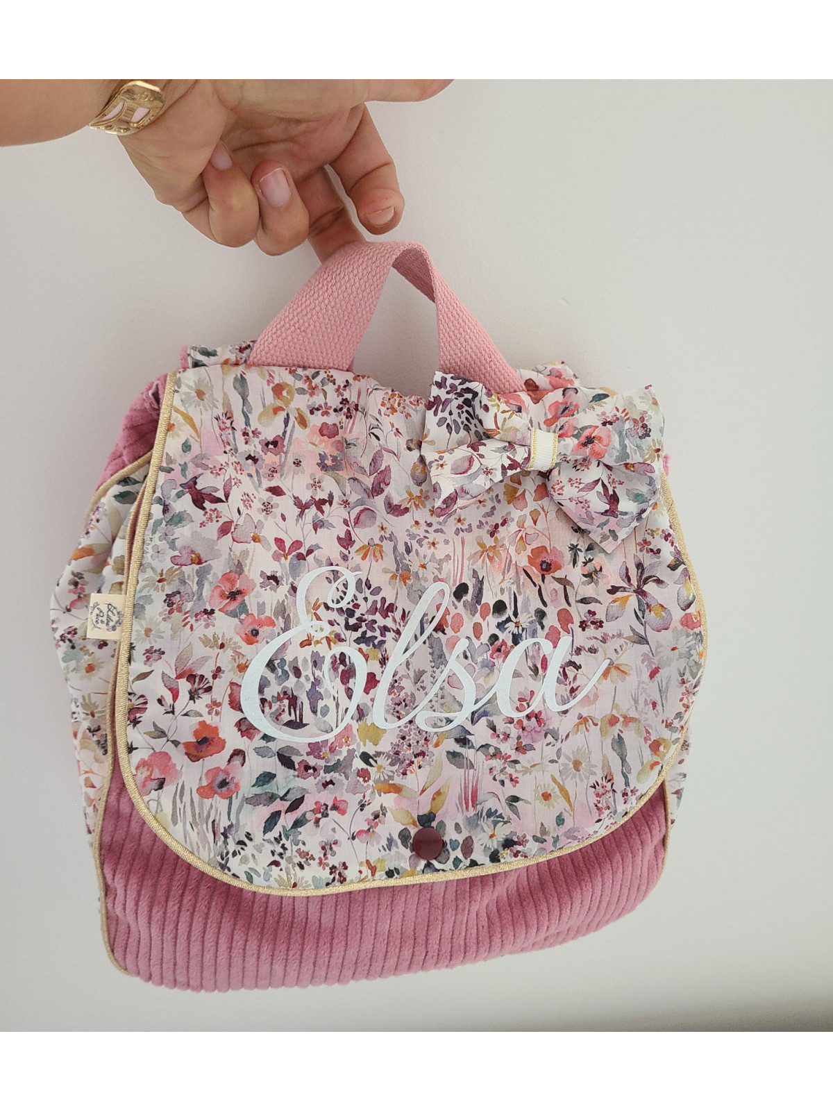 Sac à dos pour entrée en maternelle / crèche personnalisé, liberty Felda + protège carnet de santé réservés Jacqueline