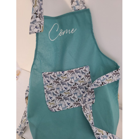 Tablier enfant personnalisé en liberty petits animaux (choix de tailles)