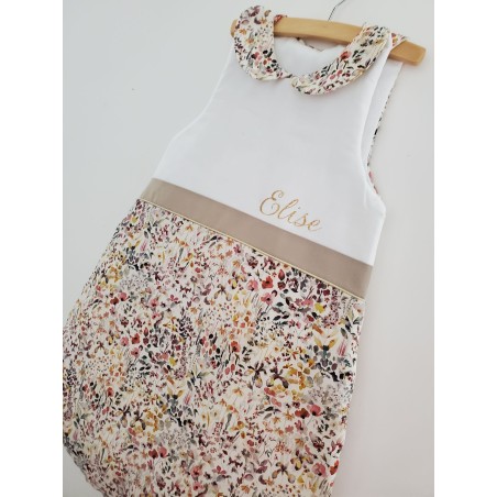 Gigoteuse personnalisée hiver 0-6 mois, col claudine et liberty Felda