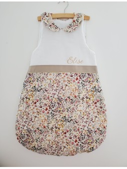 Gigoteuse personnalisée hiver 0-6 mois, col claudine et liberty Felda