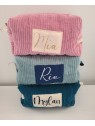 Trousse de toilette personnalisée en velours matelassé (cadeau naissance, baptême, anniversaire...)